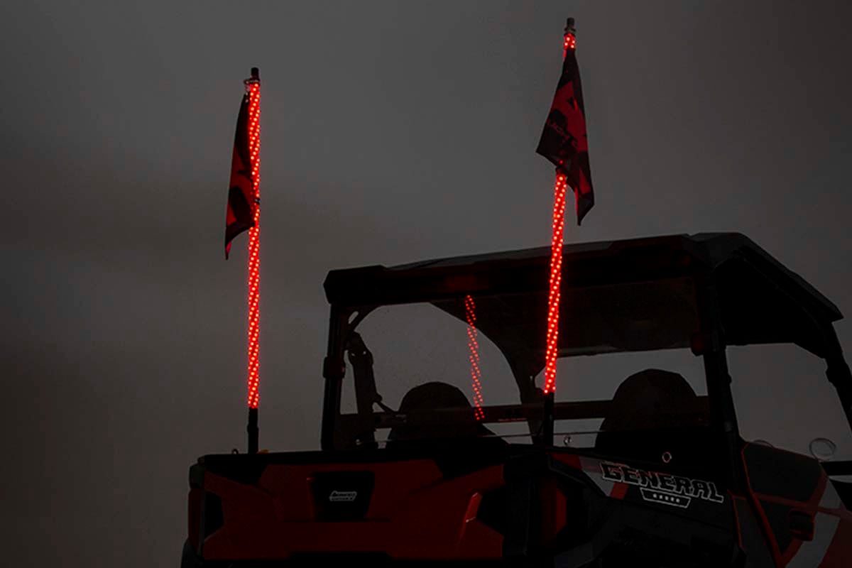 LED Whip Lights (2) - Rough Country - 4' Long - Multi-Color